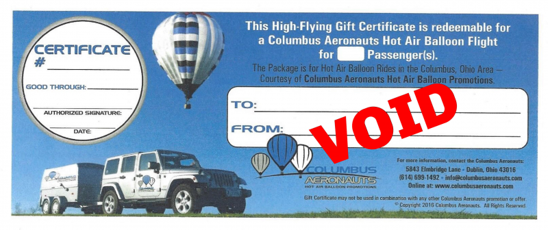 hot air balloon flight gift certificate